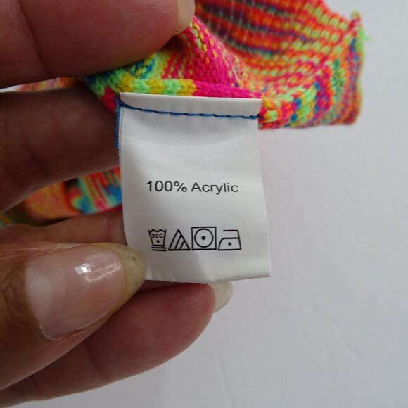 Vibrant Multicolor Acrylic Cropped Knit Halter Top Women Size XS Retro - Picture 3 of 8